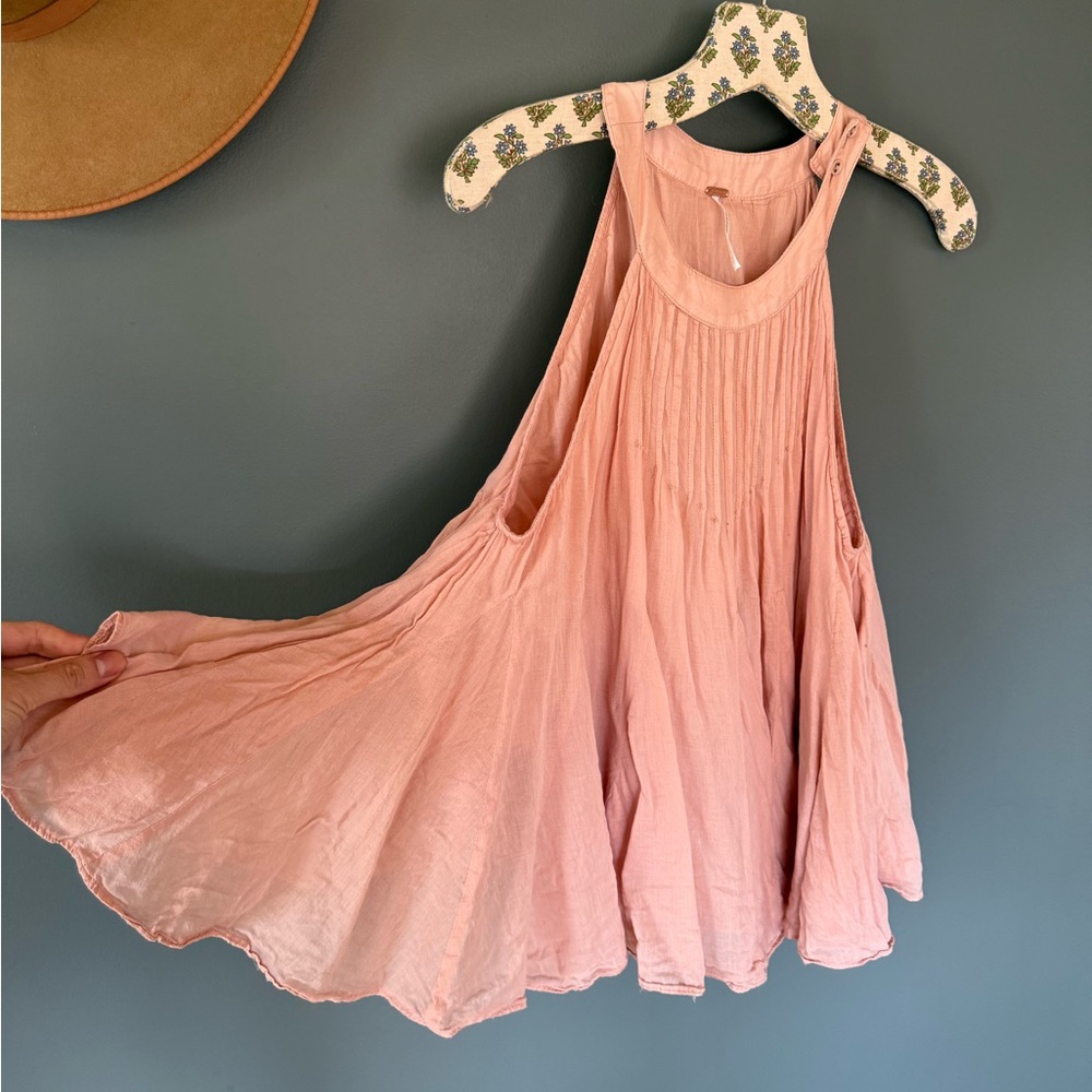 FREE PEOPLE pleated tank top peachy pink sz small - Picture 1 of 6